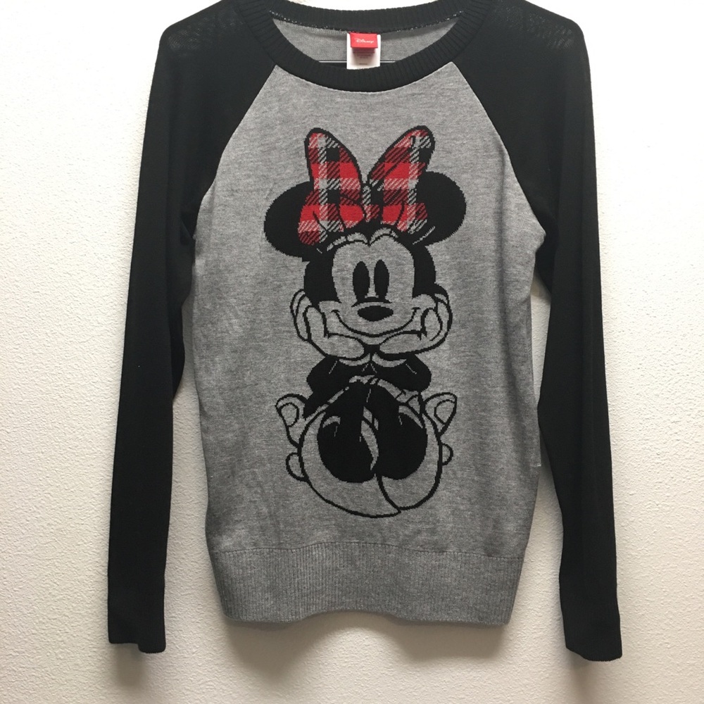 M medium DISNEY baseball sleeve sweater Minnie